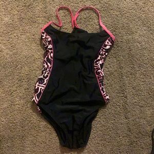Black and pink one piece swimsuit